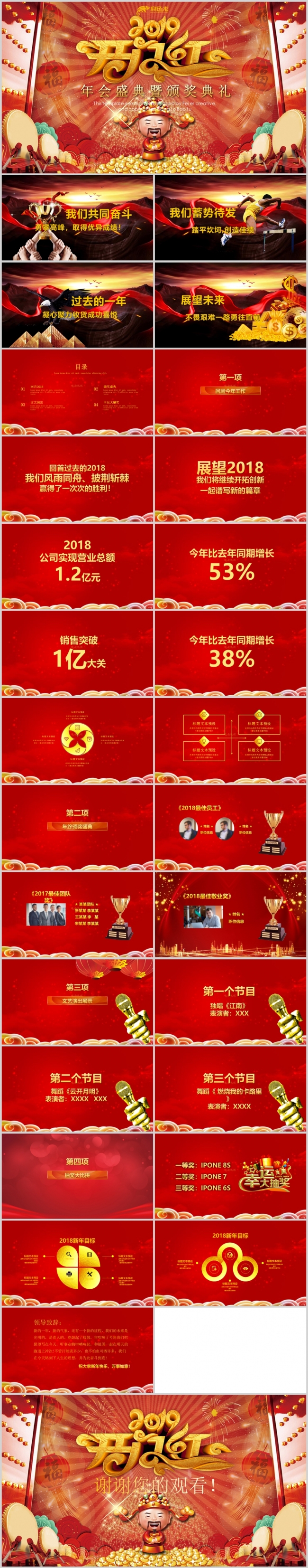 赢战2019企业开门红颁奖表彰年会ppt模板