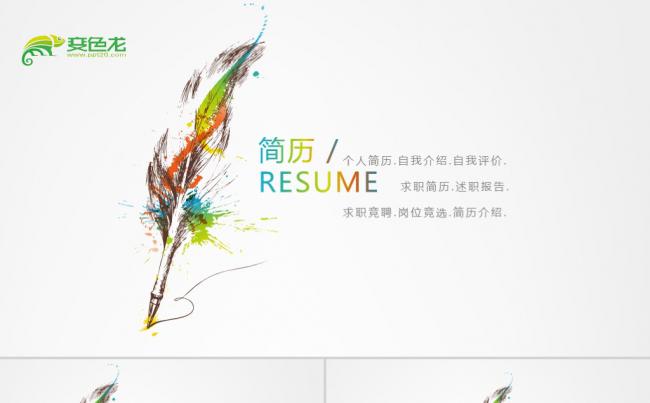 欧美简约简历个人介绍岗位竞聘晋升PPT模板缩略图
