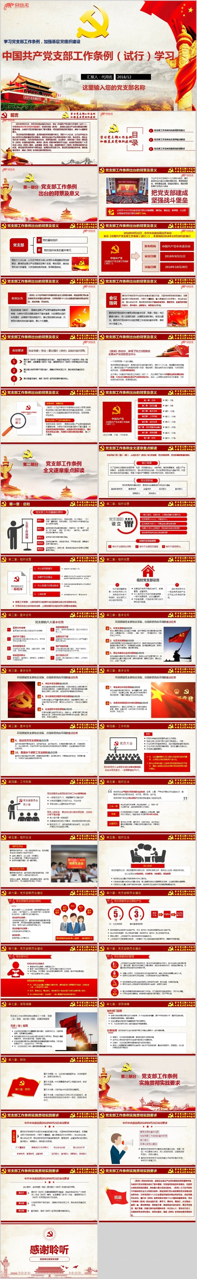 2018年中国共产党支部工作条例学习培训党课ppt课件.