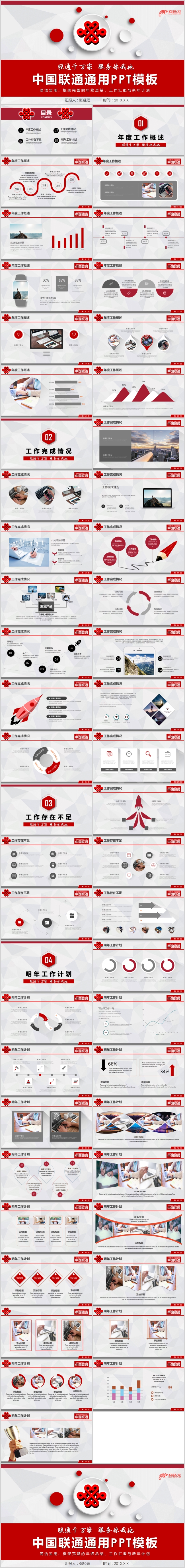 中国联通年终总结通用PPT模板