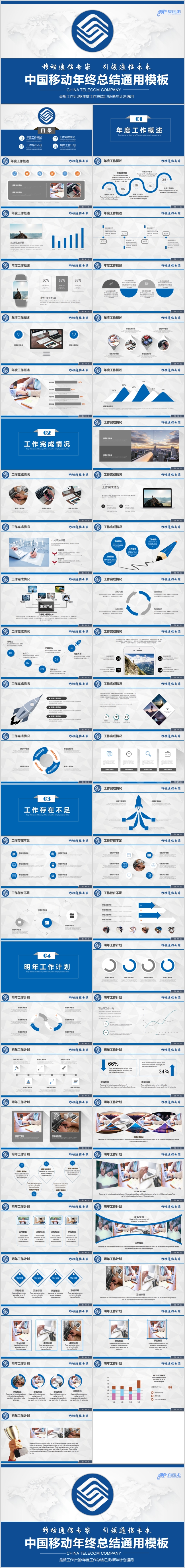 中国移动年终总结通用PPT模板