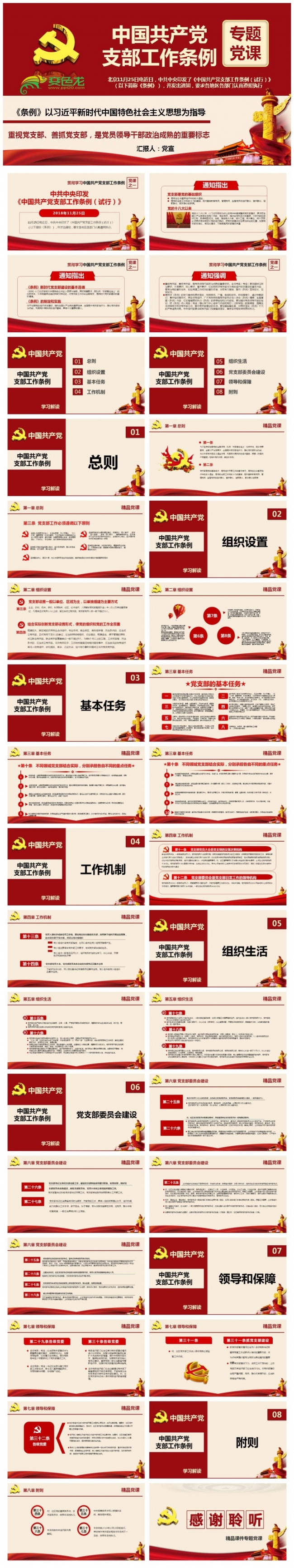 中共中央印发中国共产党支部工作条例试行全面解读PPT课件