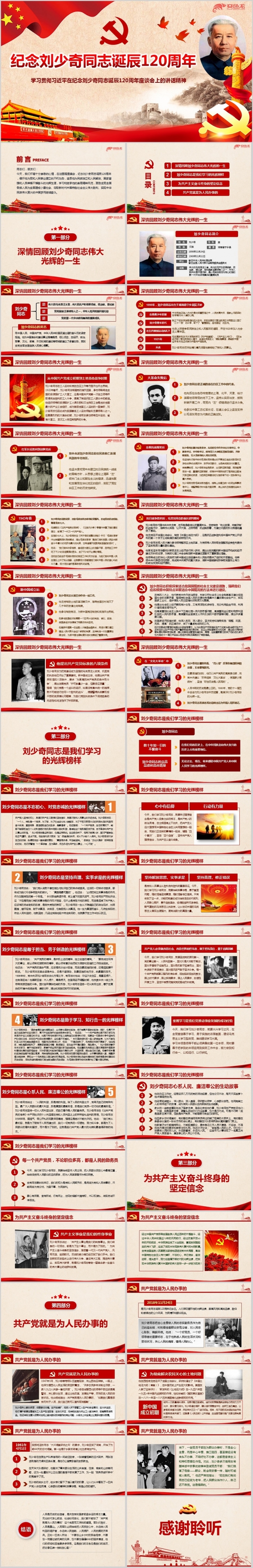 纪念刘少奇同志诞辰120周专题党课ppt课件