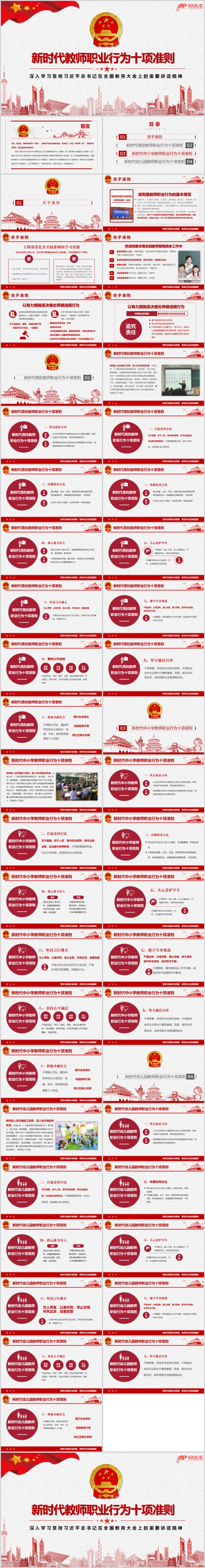 2018年新时代教师职业行为十项准则解读PPT模板