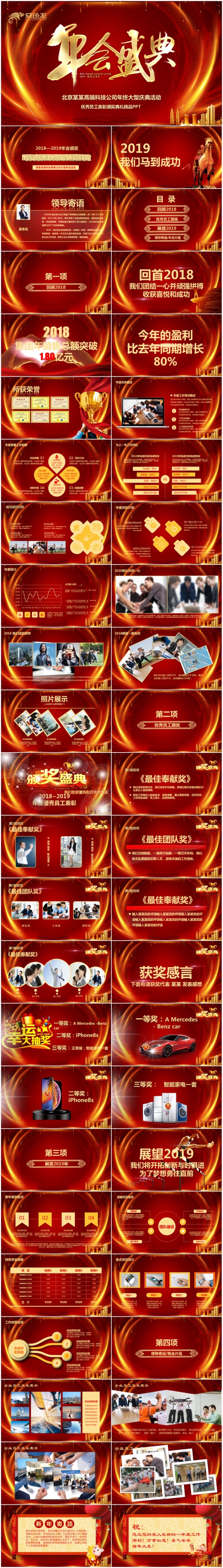 2019企业开门红年会颁奖表彰总结誓师动员大会ppt
