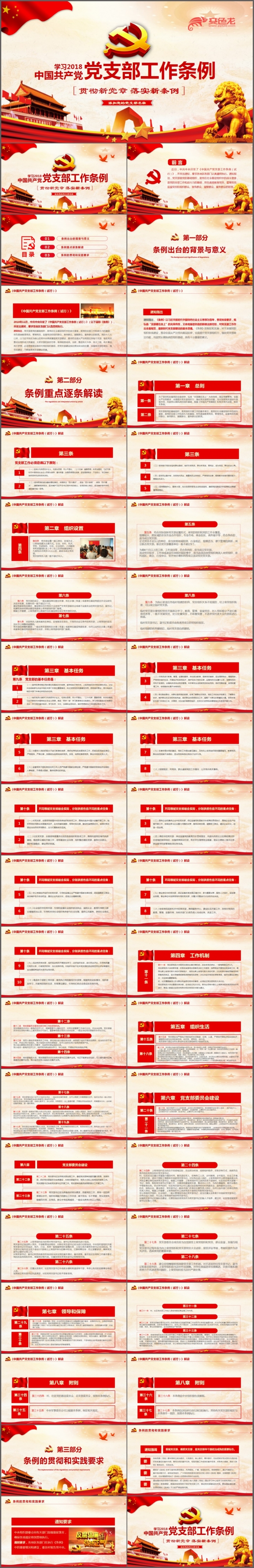 2018中国共产党党支部工作条例（试行）学习解读ppt模板