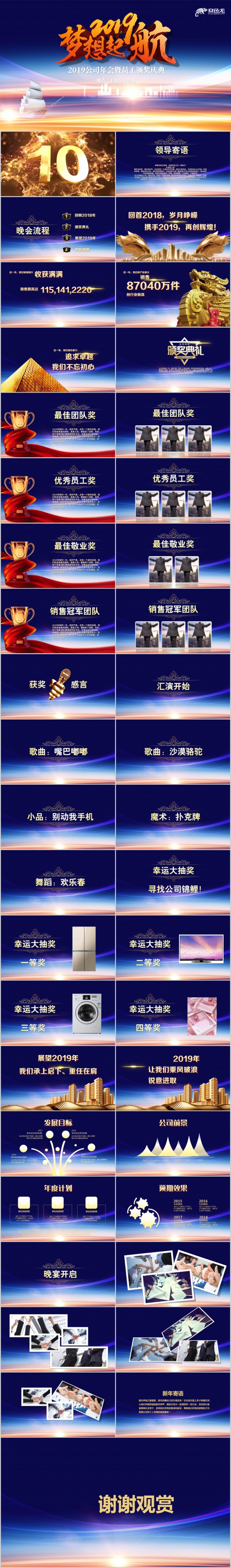 2019企业公司年会员工颁奖典礼ppt模板