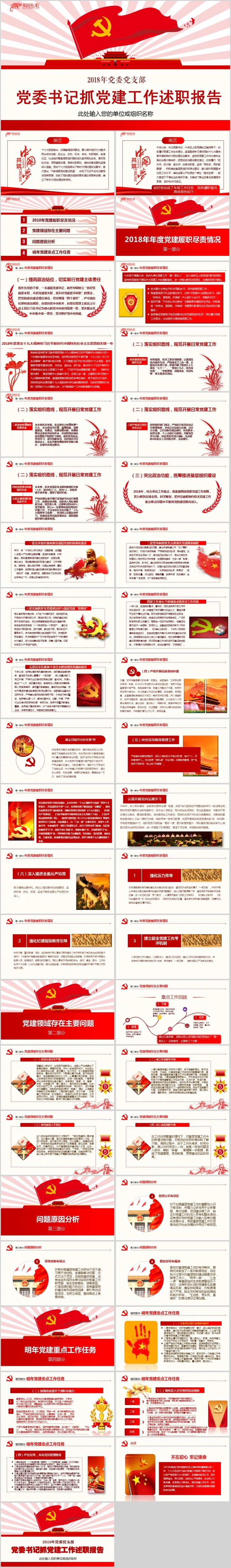 2018年党委书记抓党建工作述职报告ppt