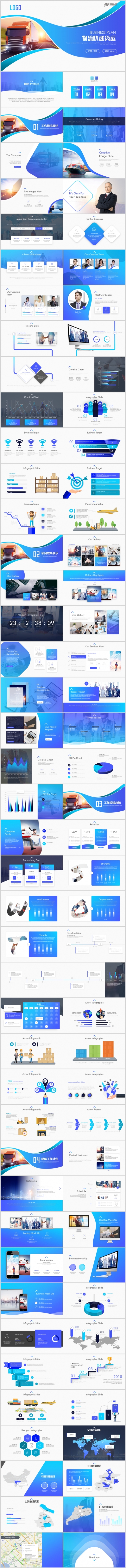 物流公司货运现代快递箱式大货车仓储工作总结PPT