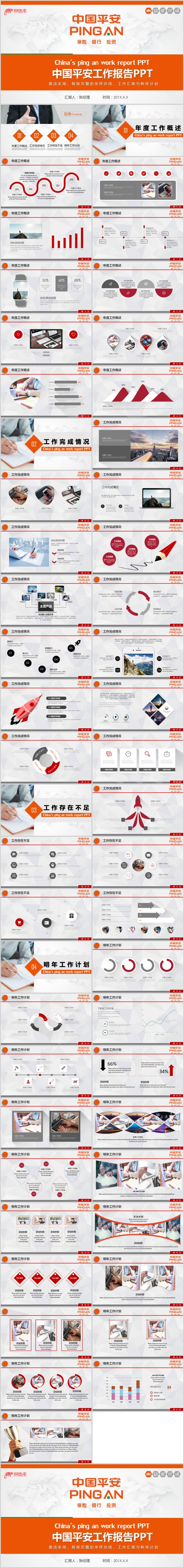 中国平安保险银行理财工作总结述职PPT模板
