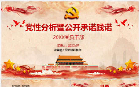 党性分析暨公开承诺践诺ppt模板党政党教缩略图