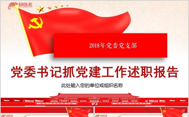 2018年党委书记抓党建工作述职报告通用版ppt模板缩略图