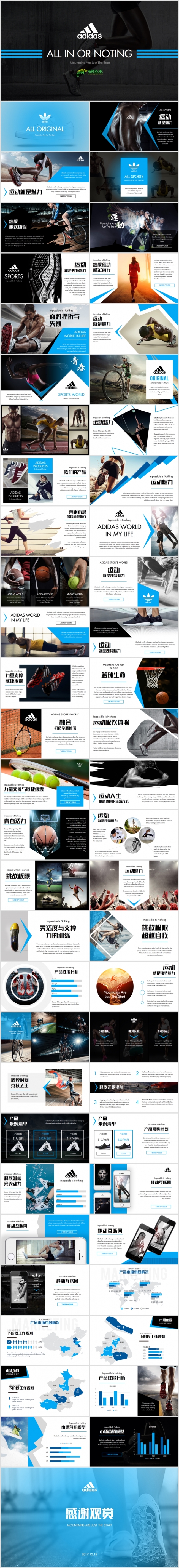 【狂人作品】阿迪达斯运动品牌商业计划书ppt模板
