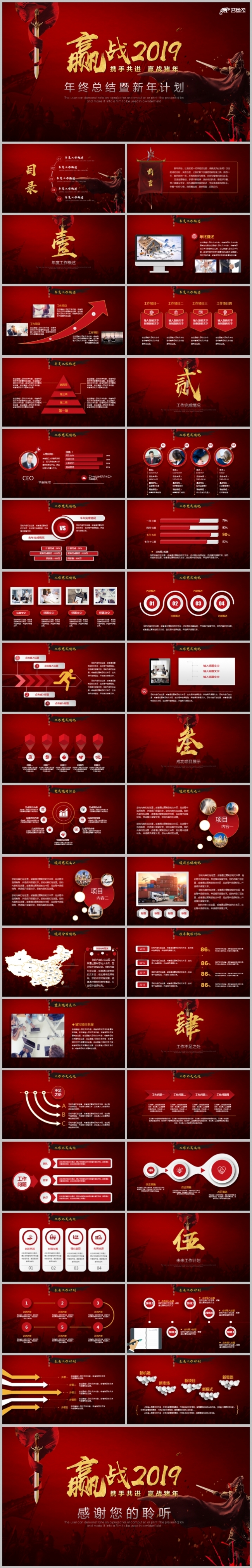 赢战2019战场年终工作总结述职报告新年计划工作汇报誓师大会