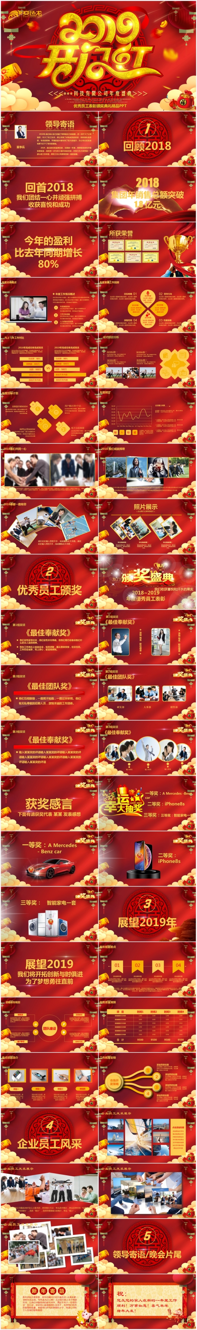 震撼大气2019企业开门红年会颁奖表彰总结誓师动员大会ppt