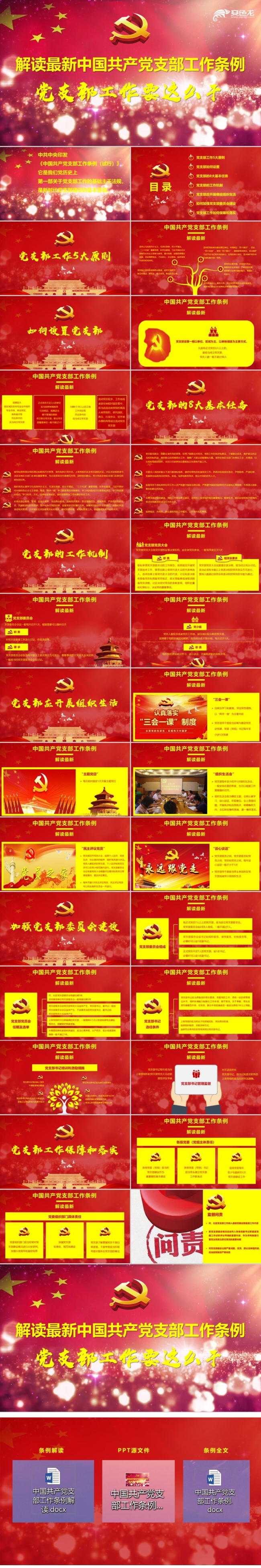 解读最新2018中国共产党支部工作条例党政党建党课PPT模板