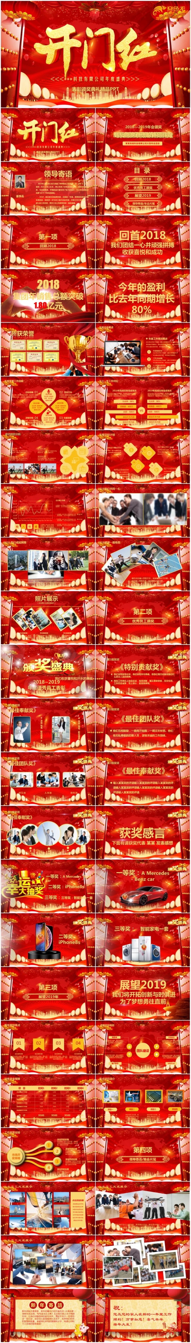 赢战2019企业年会开门红颁奖盛典年终总结PPT模板