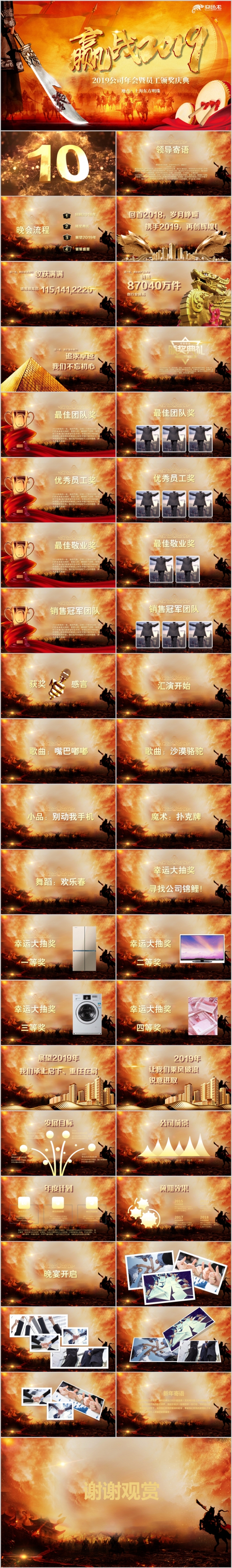 2019年元旦晚会企业公司年会员工颁奖典礼ppt模板