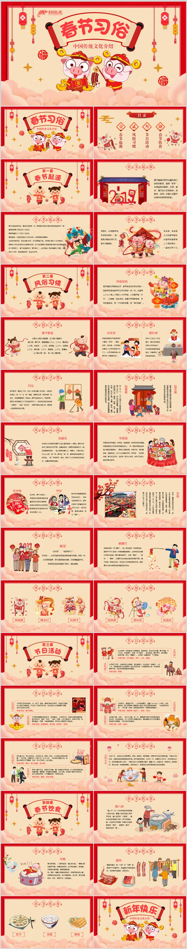 新年春节传统文化中国年知识介绍PPT模板