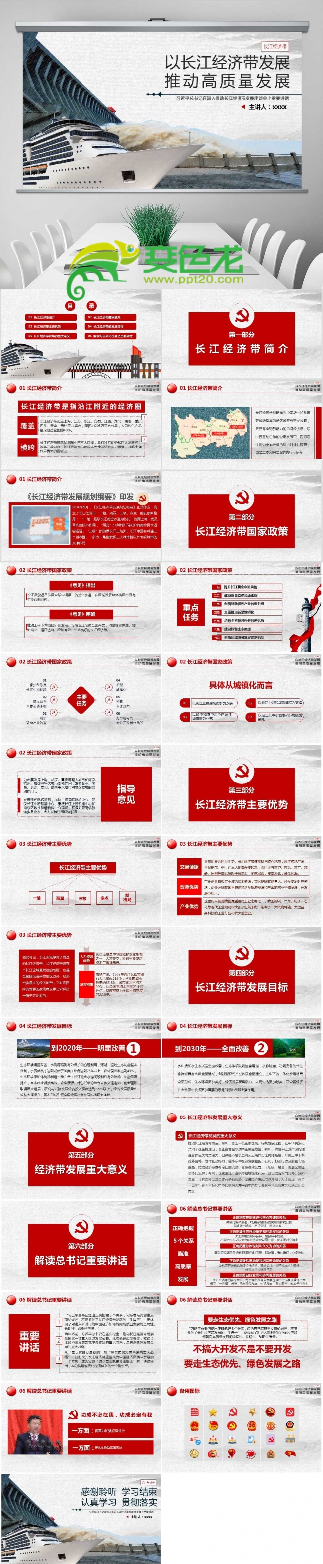深入推动长江经济带发展PPT模板