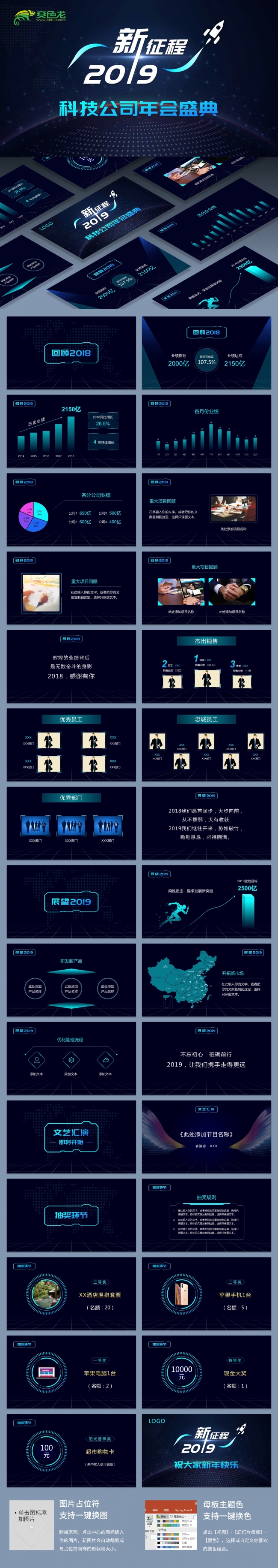 【小忙人】2019蓝色科技风公司年会年终总结颁奖盛典晚会暖场