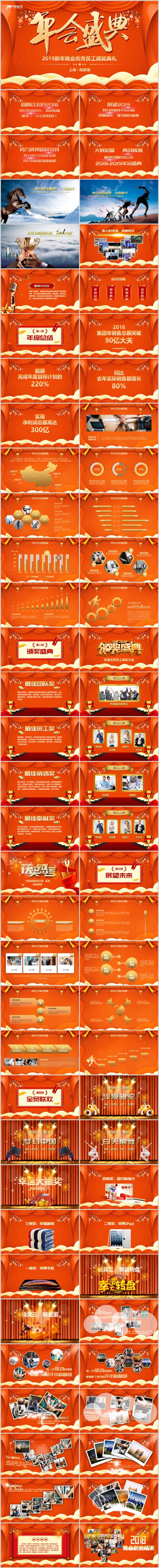 炫酷快闪珊瑚红赢战2019猪年年会开场誓师动员大会PPT