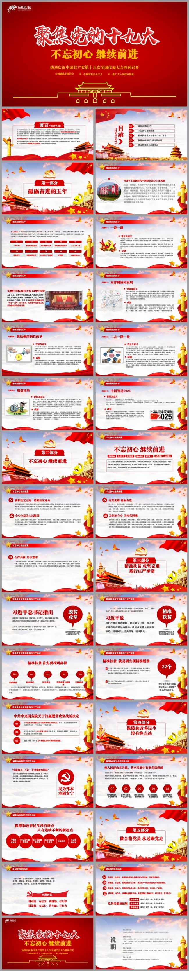 聚焦党的十九大不忘初心继续前进党政工作汇报模板