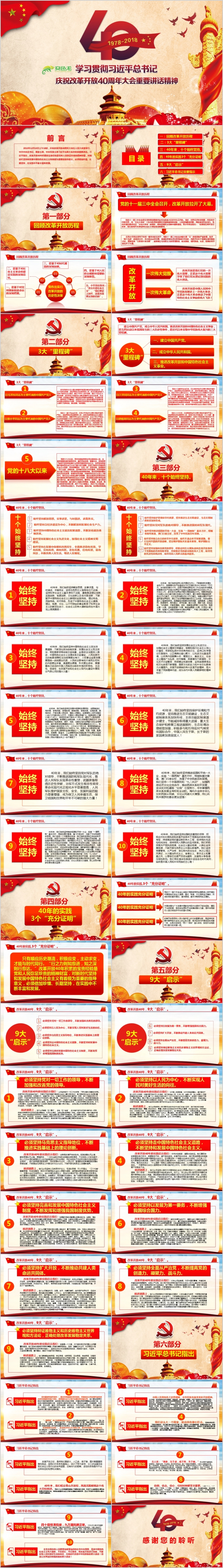 学改革开放40周年大会重要讲话精神党课学习PPT
