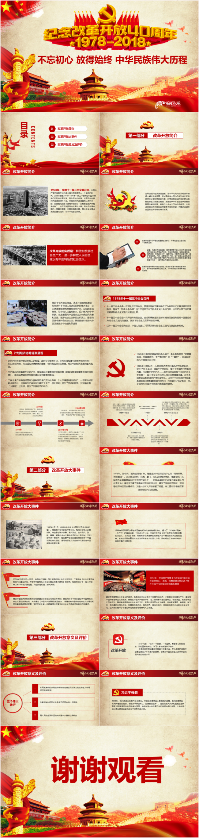 改革开发纪念改革开放40周年PPT