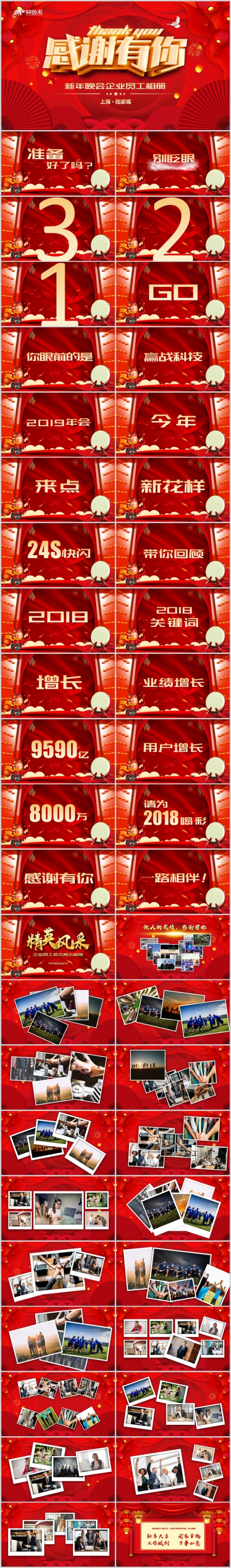 快闪特效2019感谢有你企业年会年终表彰员工风采相册PPT
