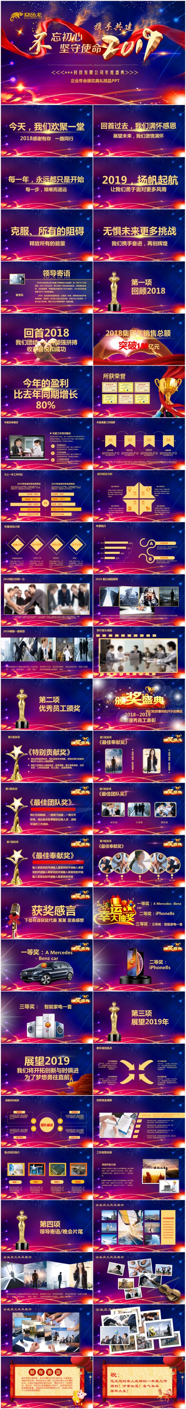 赢战2019企业年会开门红颁奖盛典年终总结PPT模板