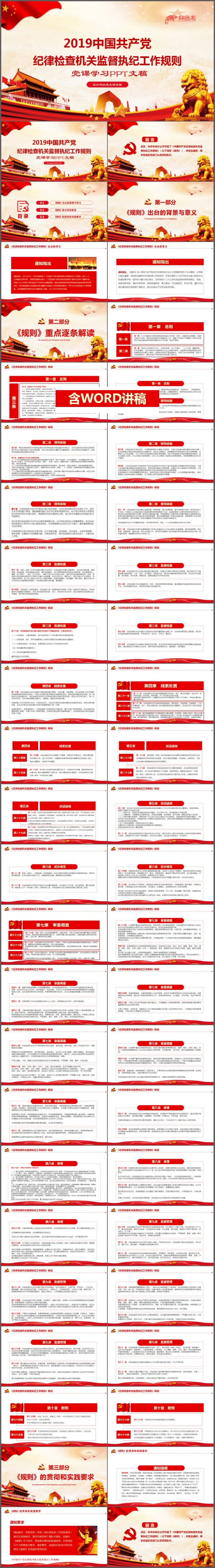2019中国共产党纪律检查机关监督执纪工作规则PPT模板