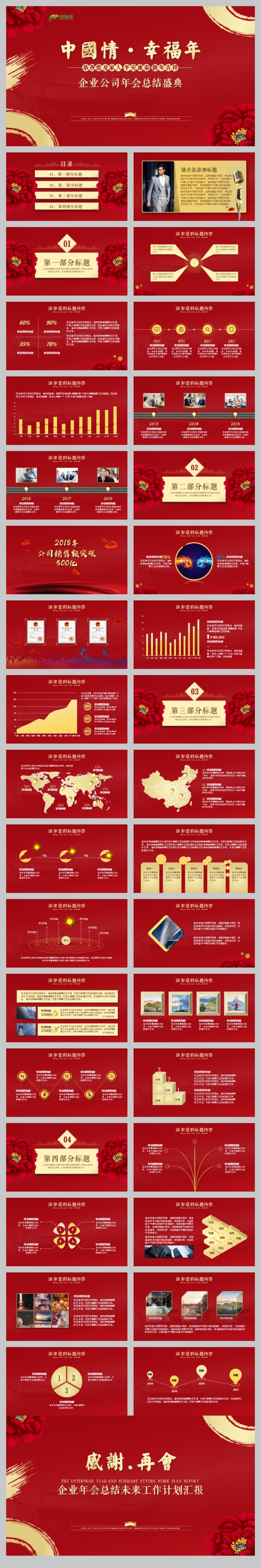 2019金色中国风年终汇报PPT模板