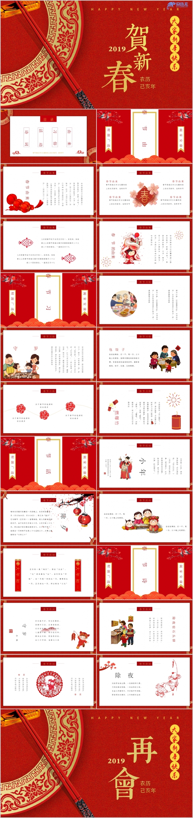 春节习俗介绍PPT模板
