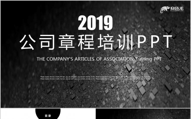 【新品】简约黑白主题公司章程培训PPT模板缩略图
