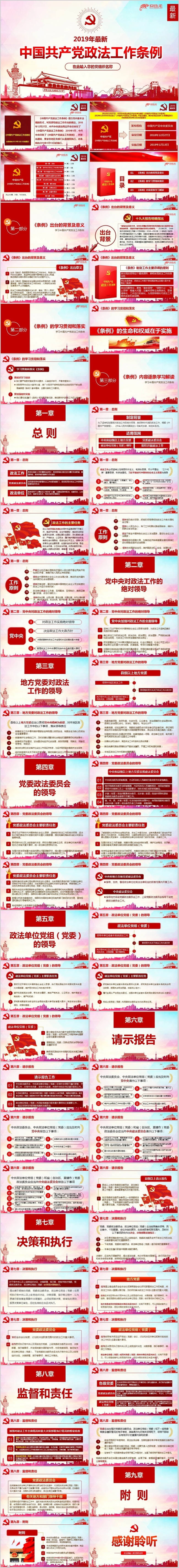 2019年最新中国共产党政法工作条例学习解读ppt模板