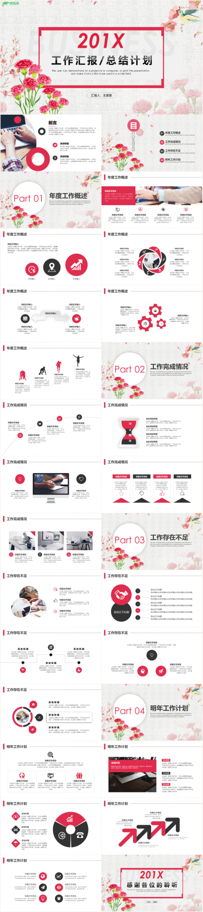 清新简约互联网述职报告ppt模板