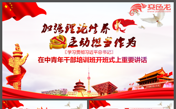 加强理论修养主动担当作为精神党课学习报告PPT模板缩略图