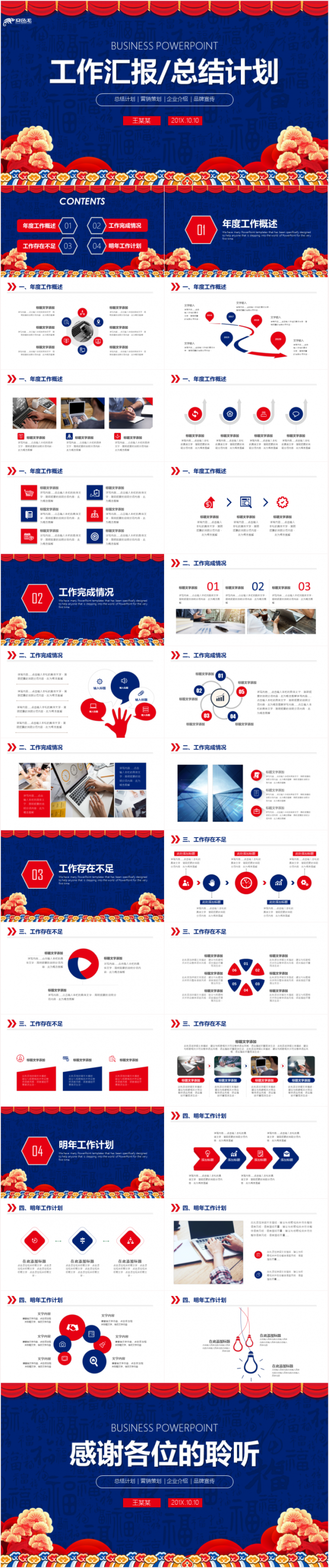 简约商务风年终总结工作计划述职报告PPT模板