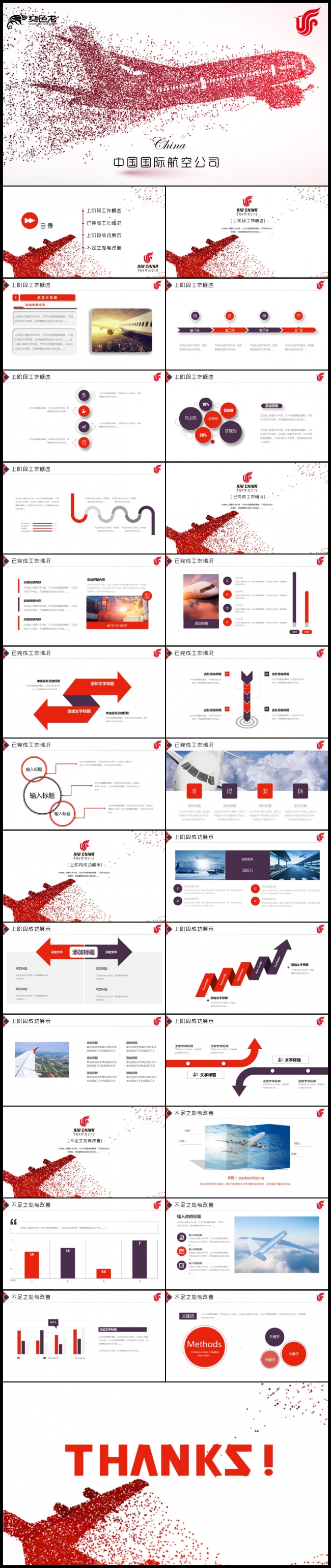 中国国际航空公司工作总结会议PPT模板