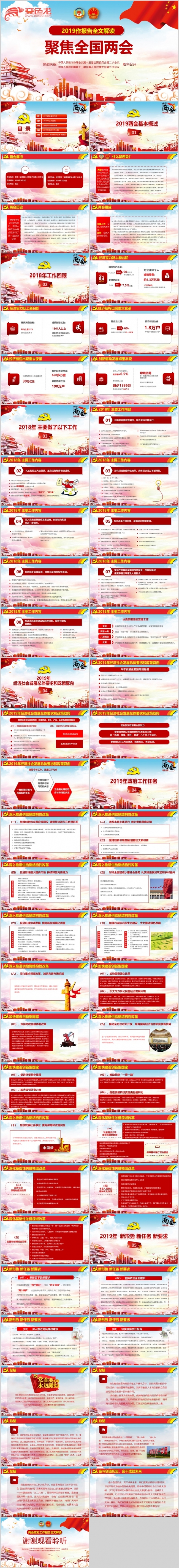 2019全国两会政协会议工作报告精要版PPT模板