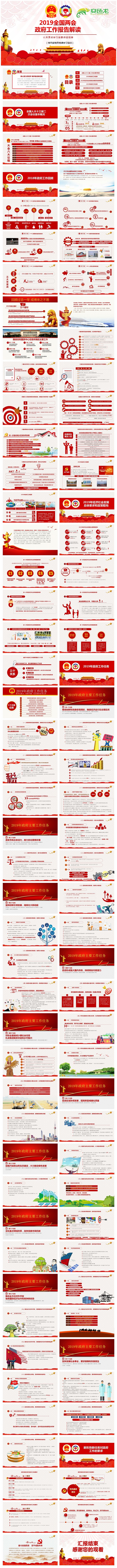 聚焦两会全国两会政府工作报告详细解读PPT模版