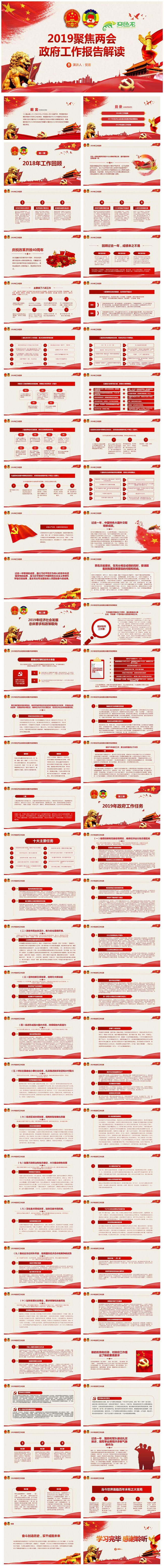 2019全国两会政府工作报告全面解读PPT模板