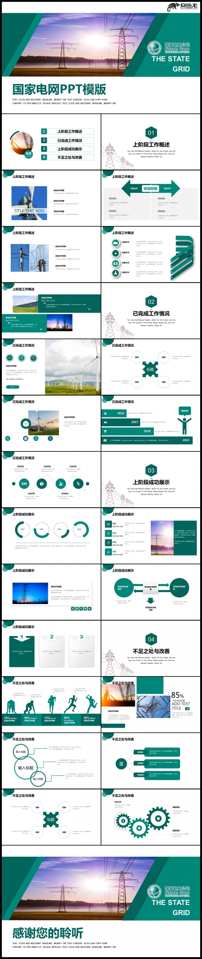 国家电网绿色电力发展市场工作报告通用PPT模板