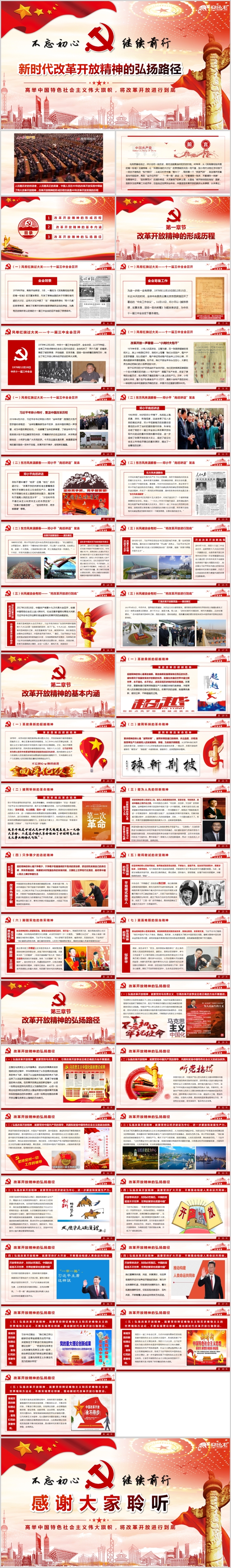 不忘初心继续前行新时代改革开放精神的弘扬路径PPT模板