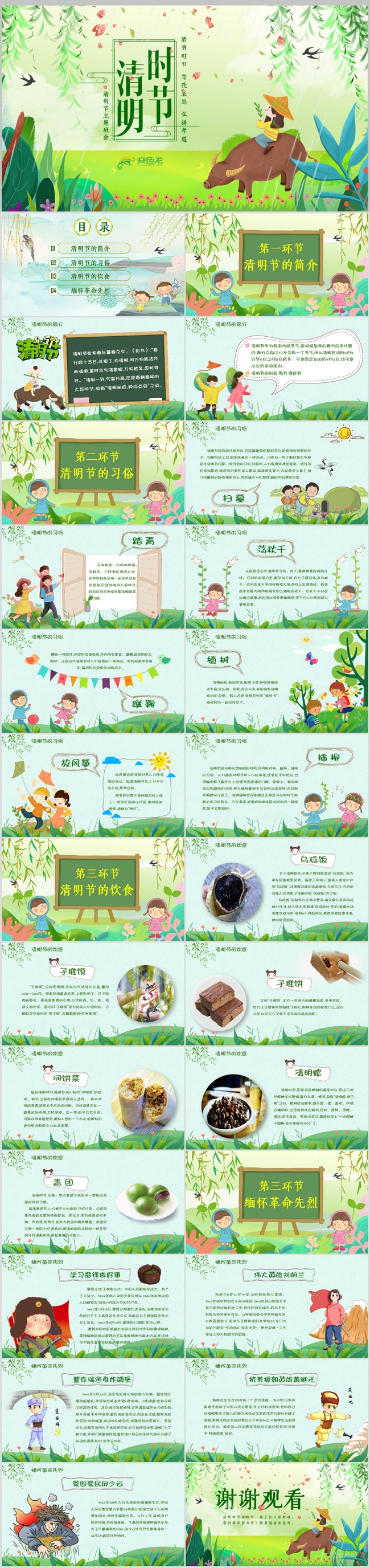 传统文化习俗节日介绍清明节主题班会PPT模板