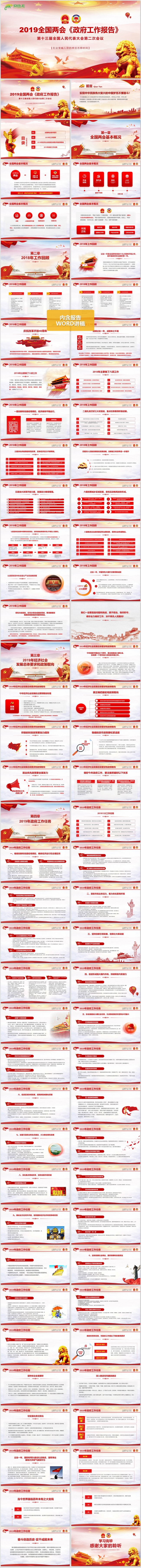学习解读2019全国两会政府工作报告课件模板两会PPT模板
