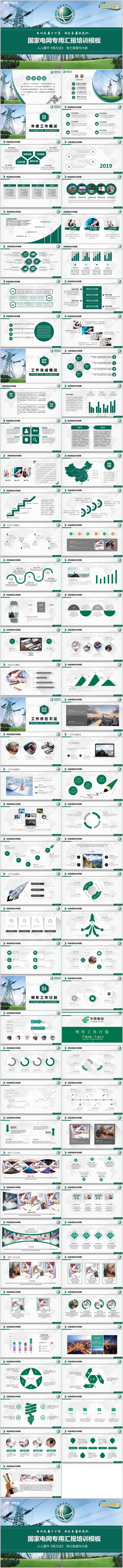 2019绿色环保国家电网专用工作汇报培训PPT模板