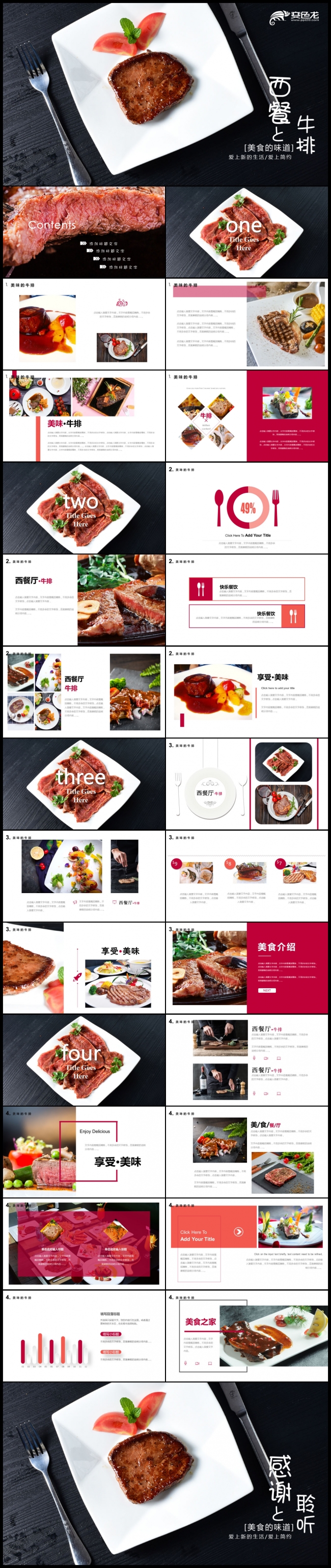 高端西餐厅美食牛排宣传介绍PPT模板