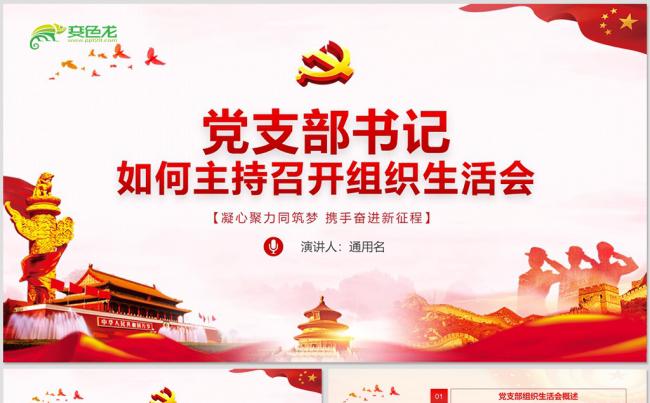 微党课基层党支部党员组织生活会学习ppt模板缩略图